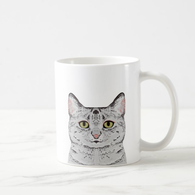 Caneca De Café Cinza Cat Mug (Direita)