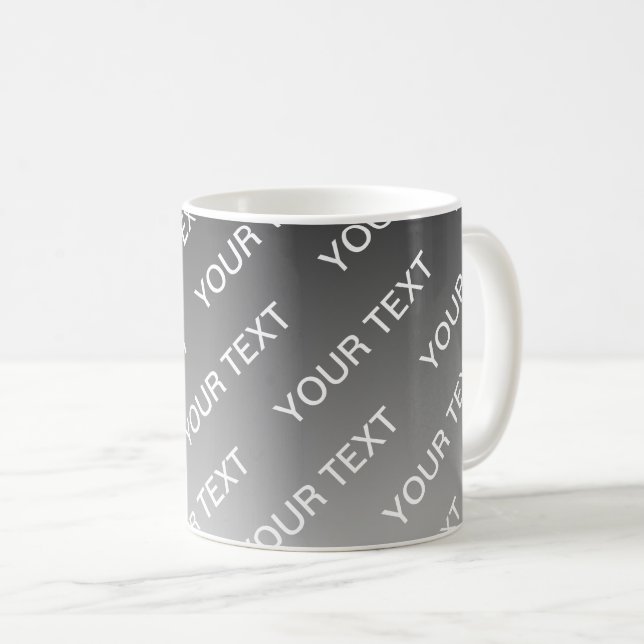 Caneca De Café Cinza (cor mutável) Ombre & Padrão de Texto (Frente Esquerda)