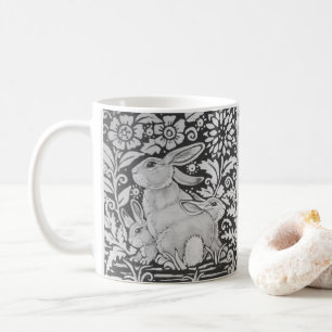Caneca De Café Cinza da família Black White Rabbit Páscoa Mãe 