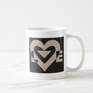 Caneca De Café Cinza de amor em preto