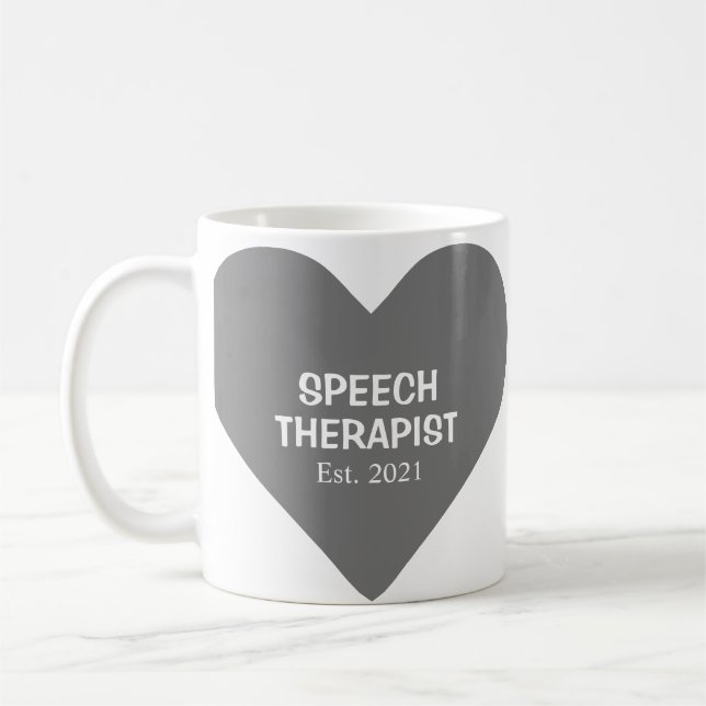 Caneca De Café Cinza de Coração com Terapêutica de Voz (Esquerda)