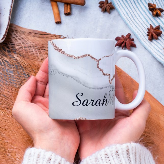 Caneca De Café Cinza de luxo personalizado, Abstrato Marble Mug (Criador carregado)