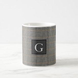 Caneca De Café Cinza de Monogramas Padrinho de casamento de erva