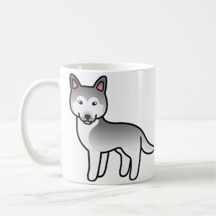 Caneca De Café Cinza E Cartoon Branco Cachorro Siberiano