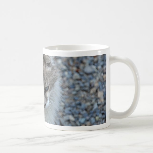 Caneca De Café Cinza e gatinho branco (Direita)