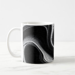 Caneca De Café Cinza e ilustração a preto