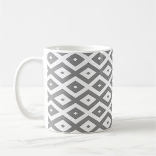 Caneca De Café Cinza e padrão de diamante branco