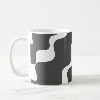Caneca De Café Cinza e padrão de ondas brancas