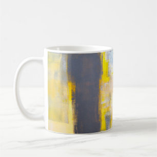 Caneca De Café Cinza e pintura de arte amarela abstrata,arte,