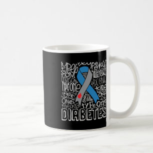 Caneca De Café Cinza E Tipografia Azul Do Tipo 1 Diabetes Aw