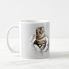 Caneca De Café Cinza Engraçada Gato Povoando através da Ilusão do