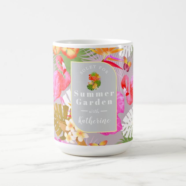 Caneca De Café Cinza Flamingo Garden (Centro)