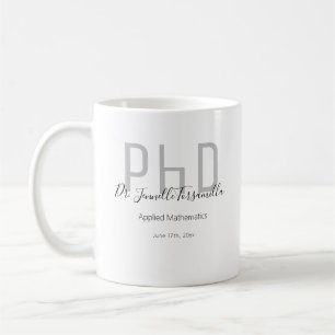 Caneca De Café Cinza formando Nome preto PhD