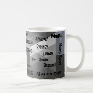 Caneca De Café cinza geométrica azul Mega cidade