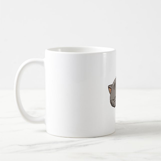 Caneca De Café Cinza kawaii Sleeping cat (Esquerda)