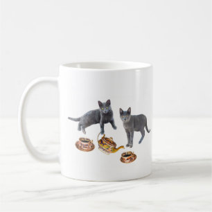 Caneca De Café Cinza Kittens Tea Party Mug