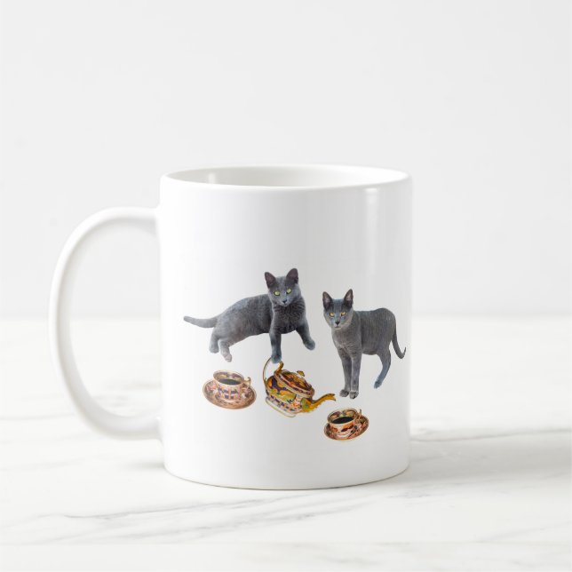 Caneca De Café Cinza Kittens Tea Party Mug (Esquerda)