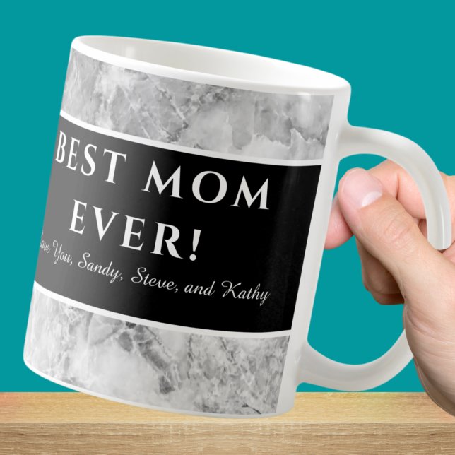 Caneca De Café Cinza moderna "Melhor mãe de sempre" Apreciação Mã (Criador carregado)