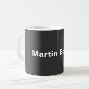 Caneca De Café Cinza Moderna Minimalista de Nome Personalizado