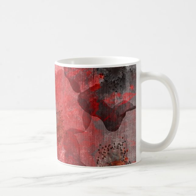 Caneca De Café Cinza Negra Grunge Digital Graphic Art Design (Direita)