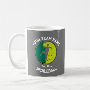 Caneca De Café Cinza Personalizada do Jogador do Pickleball Club