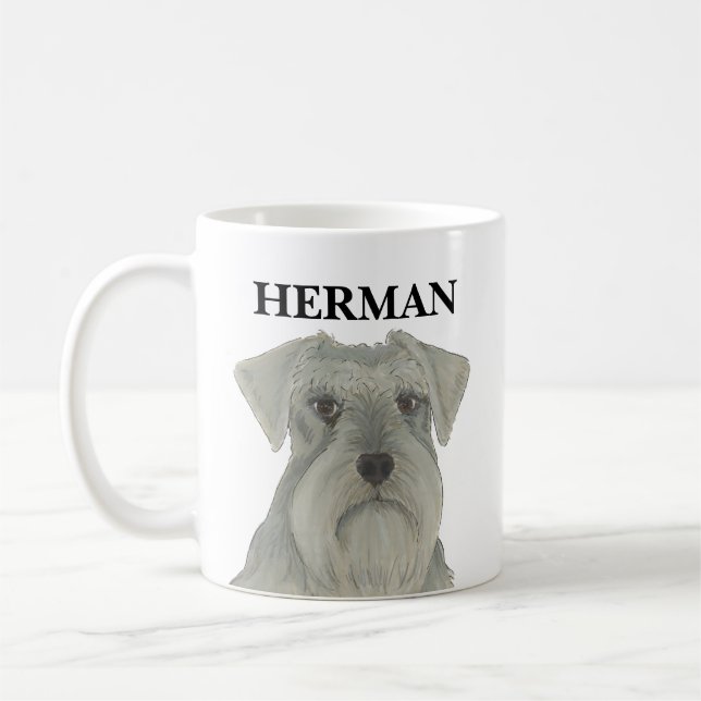 Caneca De Café Cinza personalizada Silver Schnauzer (Esquerda)