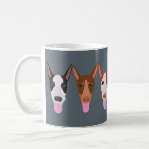 Caneca De Café Cinza Podenco Dog Faces