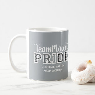 Caneca De Café Cinza Prata Orgulho Escolar Mascote Nome Café Mug