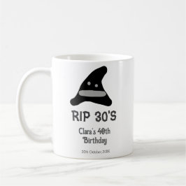 Caneca De Café Cinza preto RIP 30's 40º aniversário chapéu de bru