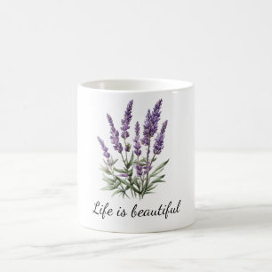 Caneca De Café Cinza Romântico Roxo Lavanda Floral