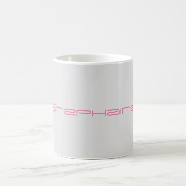 Caneca De Café Cinza rosa elegante Substituição de seu nome (Centro)