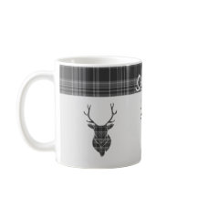 Cinza Rústica Tartan Patterno E Stag Head Antler