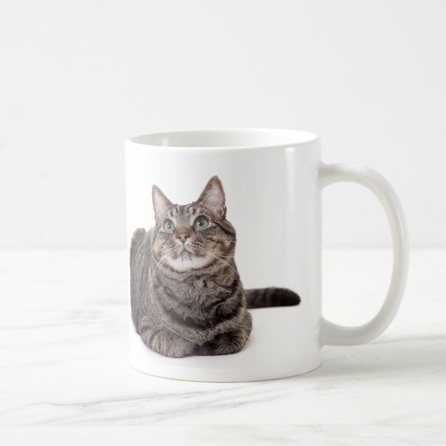 Caneca De Café Cinza Tabby Cat (Direita)