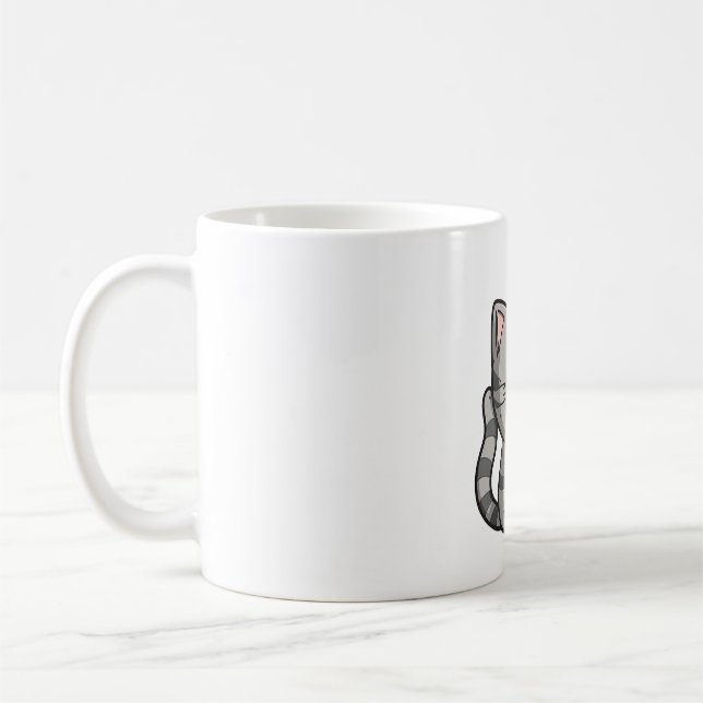 Caneca De Café Cinza Tabby Kawaii Smiling Cat (Esquerda)