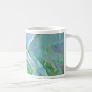 Caneca De Café Cinza Verde Aloe Abstrato