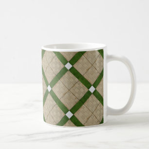 Caneca De Café Cinza verde diagonal cerâmico dos azulejos