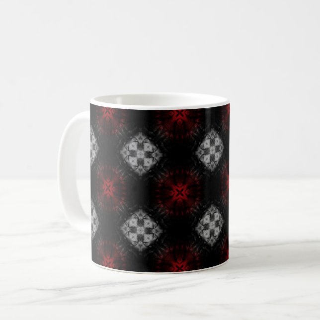 Caneca De Café Cinza Vermelha Negra (Frente Esquerda)