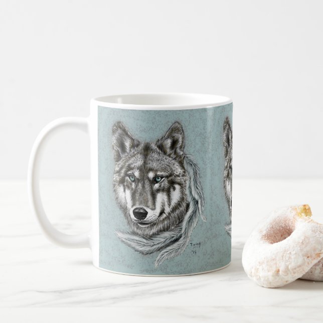 Caneca De Café Cinza Wolf Mug (Com Donut)