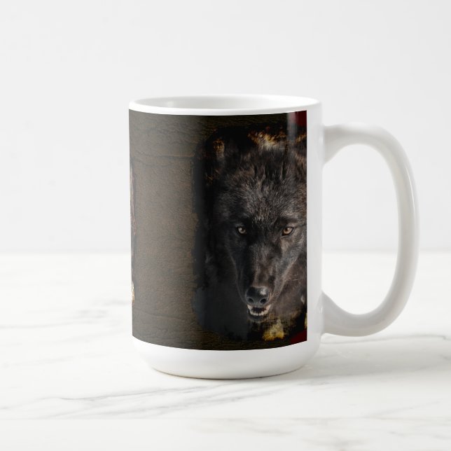 Caneca De Café Cinza Wolf Wildlife Art & Photoographic Mug (Direita)