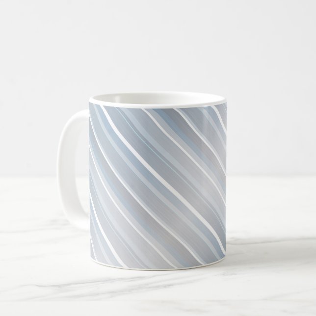 Caneca De Café cinzas com na moda striped azul (Frente Esquerda)