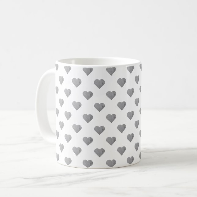Caneca De Café Cinzas Concretas Simétricas em Branco (Frente Esquerda)
