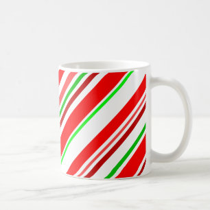 Caneca De Café Cinzas de Canas de Doce Diagonal Vermelho Branco V