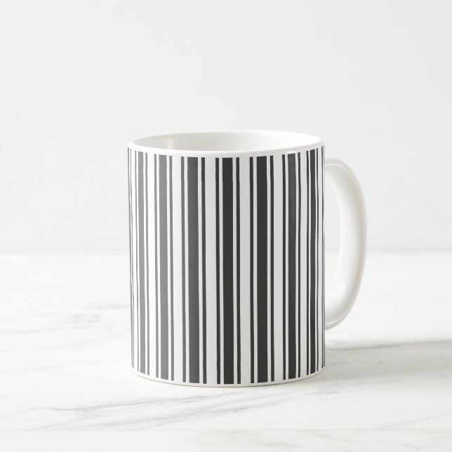 Caneca De Café Cinzas de carvão e listras de doces brancos (Frente Esquerda)