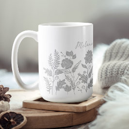Caneca De Café Cinzas de Flores de Outono Personalizadas