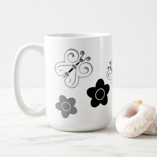 Caneca De Café Cinzas e Borboletas e Posições Pretas
