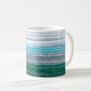Caneca De Café Cinzas e madeira natural de folhas azuis rasas