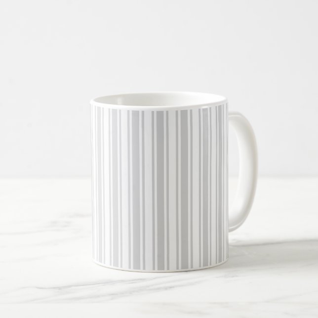 Caneca De Café Cinzas leves e faixas brancas de doces (Frente Esquerda)