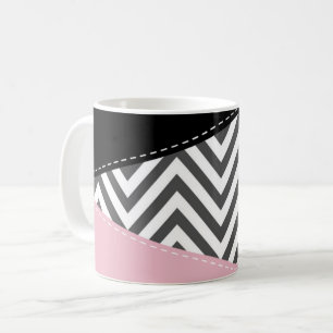 Caneca De Café Cinzas Zigzag, Chevron, Zigzag Padrão, Rosa