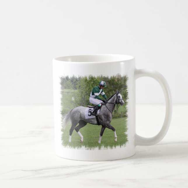 Caneca de café cinzenta Dappled do cavalo de raça (Direita)
