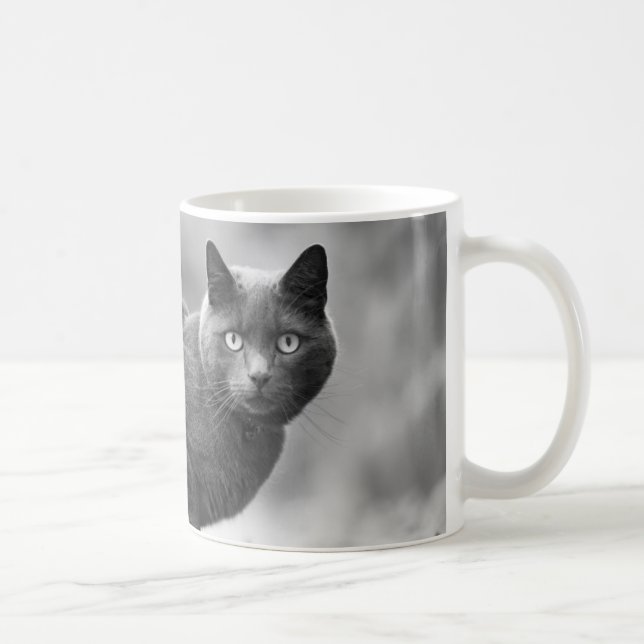 Caneca de café cinzenta do gato (Direita)